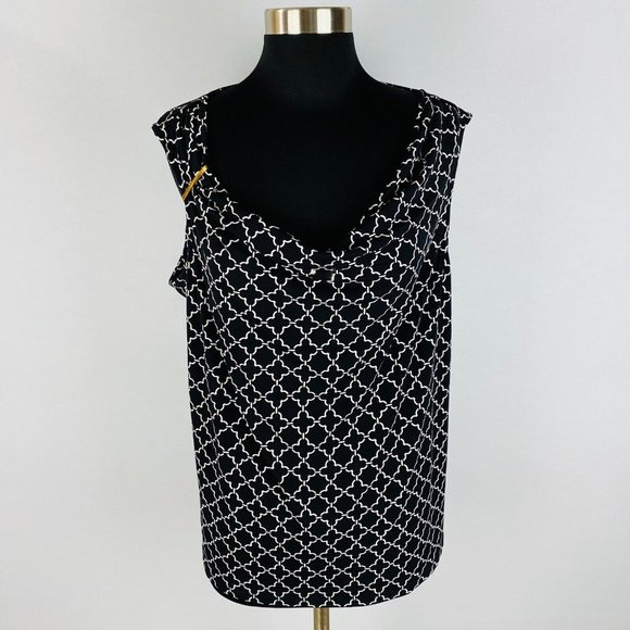 Charter Club Sleeveless Geometric Print Black White Women's Plus 1X * - Picture 1 of 8